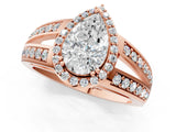 Rose gold Pear Diamond Halo Ring with Split Shank Pavé Band and Four-Prong Setting_7
