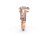 Rose gold Pear Diamond Halo Ring with Split Shank Pavé Band and Four-Prong Setting_8