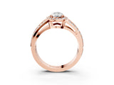 Rose gold Pear Diamond Halo Ring with Split Shank Pavé Band and Four-Prong Setting_9