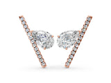 Rose gold Pear Diamond Micro Pavé Bar Stud Earrings