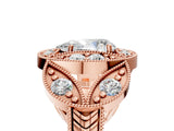 Rose gold Pear Diamond Milgrain Marquise Filigree Engagement Ring with Prong Setting_11
