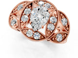 Rose gold Pear Diamond Milgrain Marquise Filigree Engagement Ring with Prong Setting_7