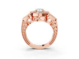 Rose gold Pear Diamond Milgrain Marquise Filigree Engagement Ring with Prong Setting_9