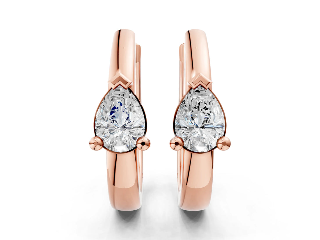 Rose gold Pear Diamond Mini Huggie Hoop Earrings_44