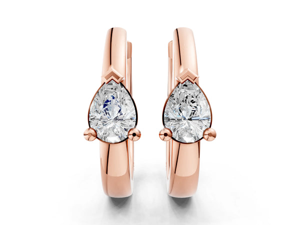 Rose gold Pear Diamond Mini Huggie Hoop Earrings