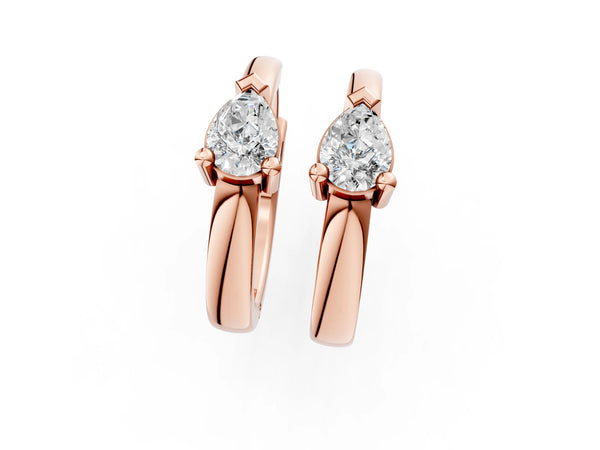 Rose gold Pear Diamond Mini Huggie Hoop Earrings