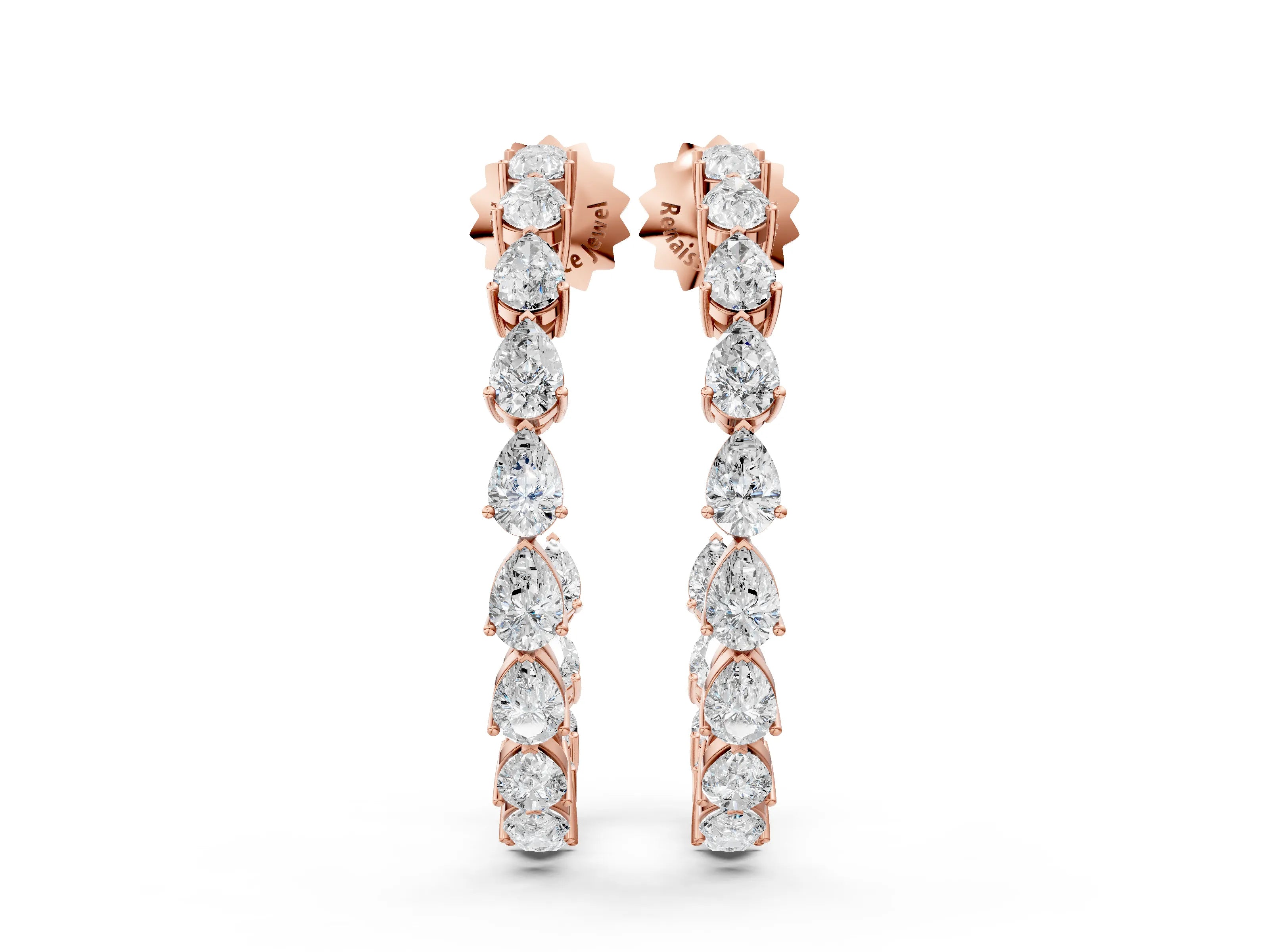 Rose gold Pear Diamond Open Hoop Earrings