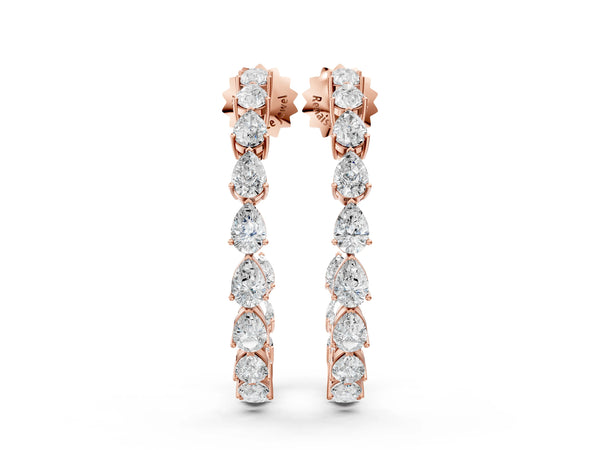 Rose gold Pear Diamond Open Hoop Earrings