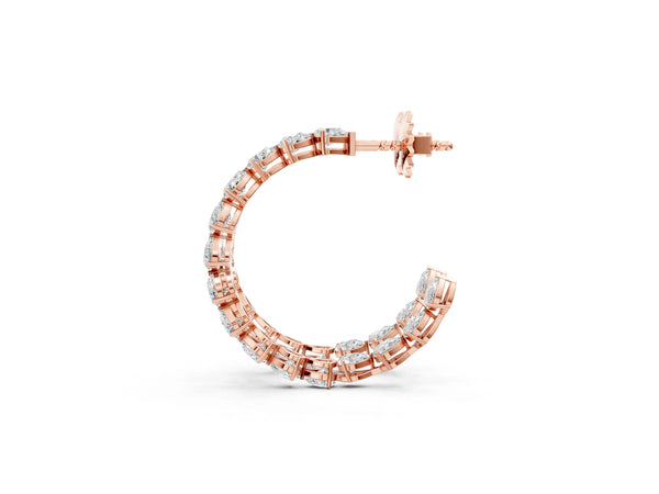 Rose gold Pear Diamond Open Hoop Earrings