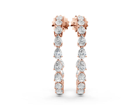 Rose gold Pear Diamond Open Hoop Earrings