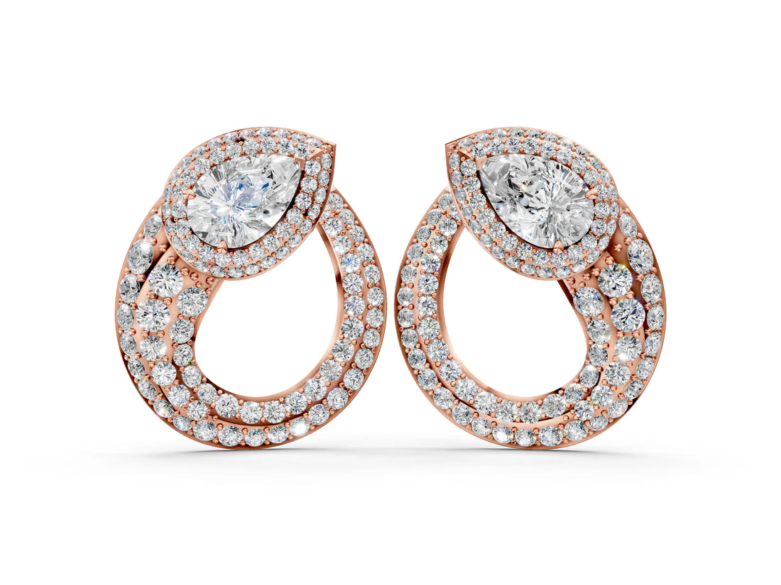 Rose gold Pear Diamond Open Teardrop Stud Earrings
