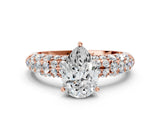 Rose gold Pear Diamond Pavé Band Solitaire Ring with Four-Prong Setting_49