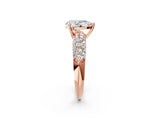 Rose gold Pear Diamond Pavé Band Solitaire Ring with Four-Prong Setting_51
