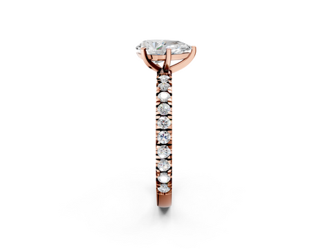 Rose gold Pear Diamond Pavé Band Solitaire with Four-Prong Setting_206