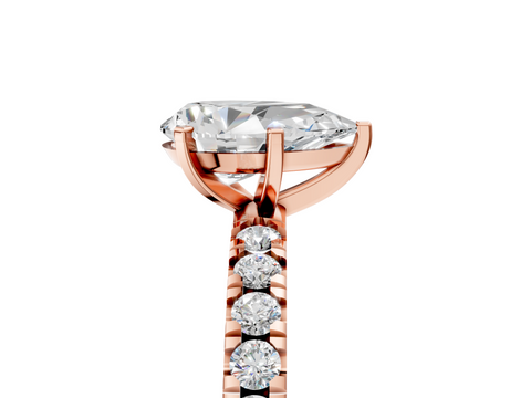 Rose gold Pear Diamond Pavé Band Solitaire with Four-Prong Setting_209