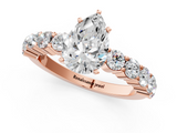 Rose gold Pear Diamond Pavé Band Solitaire with Four-Prong Setting_26