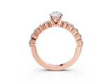 Rose gold Pear Diamond Pavé Band Solitaire with Four-Prong Setting_28