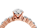 Rose gold Pear Diamond Pavé Band Solitaire with Four-Prong Setting_29