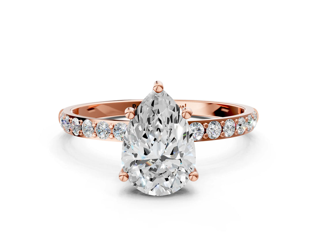 Rose gold Pear Diamond Pavé Band with Six-Prong Setting_27