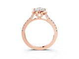 Rose gold Pear Diamond Pave Band with Floral Prong Setting_30