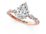 Rose gold Pear Diamond Prong Set Engagement Ring with Pave Band_207