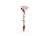 Rose gold Pear Diamond Prong Set Engagement Ring with Pave Band_208