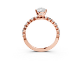 Rose gold Pear Diamond Prong Set Engagement Ring with Pave Band_209