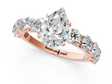 Rose gold Pear Diamond Prong Setting with Side Stones on a Pave Band_143