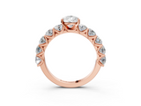 Rose gold Pear Diamond Prong Setting with Side Stones on a Pave Band_145