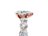 Rose gold Pear Diamond Prong Setting with Side Stones on a Pave Band_147