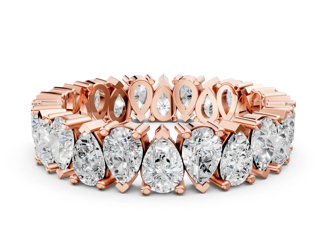Rose gold Pear Diamond Shared Prong Eternity Band