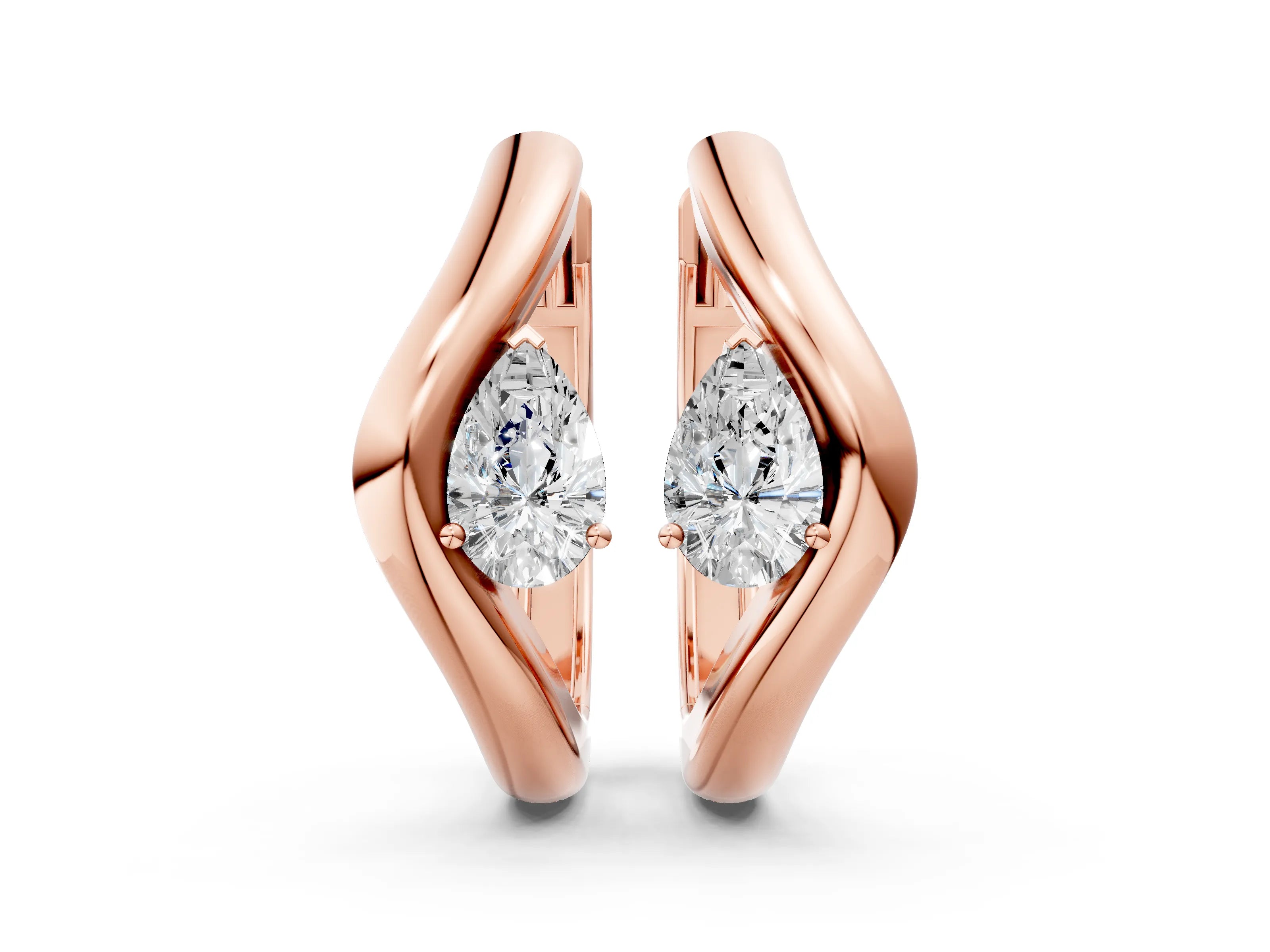 Rose gold Pear Diamond Silhouette Hoop Earrings