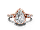 Rose gold Pear Diamond Solitaire Ring with Shared Prong Pavé Band_54