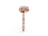 Rose gold Pear Diamond Solitaire Ring with Shared Prong Pavé Band_56
