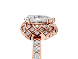 Rose gold Pear Diamond Solitaire Ring with Shared Prong Pavé Band_59