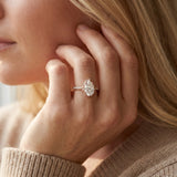 Rose gold Pear Diamond Solitaire Ring with Shared Prong Pavé Band_68