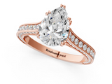 Rose gold Pear Diamond Solitaire with Pave Band and Six-Prong Setting_32
