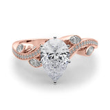 Rose gold Pear Diamond Swirl Band with Prong Setting 1