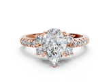 Rose gold Pear Diamond Three-Stone Pave Band with Four-Prong Setting_32