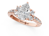 Rose gold Pear Diamond Three-Stone Pave Band with Four-Prong Setting_33