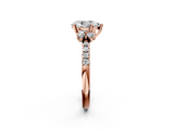 Rose gold Pear Diamond Three-Stone Pave Band with Four-Prong Setting_34
