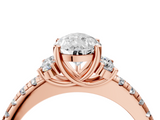 Rose gold Pear Diamond Three-Stone Pave Band with Four-Prong Setting_36