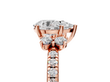 Rose gold Pear Diamond Three-Stone Pave Band with Four-Prong Setting_37