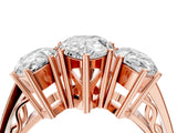 Rose gold Pear Diamond Three-Stone Ring with Prong Setting and Textured Band_10