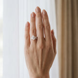 Rose gold Pear Diamond Three-Stone Ring with Prong Setting and Textured Band_18