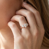 Rose gold Pear Diamond Three-Stone Ring with Prong Setting and Textured Band_20