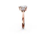 Rose gold Pear Diamond Three-Stone Ring with Trapezoid Side Stones and Prong Setting_25