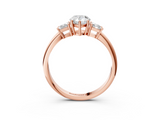 Rose gold Pear Diamond Three-Stone Ring with Trapezoid Side Stones and Prong Setting_26