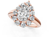 Rose gold Pear Halo Cluster Diamond Engagement Ring with Prong Setting and Polished Band_22