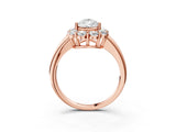 Rose gold Pear Halo Cluster Diamond Engagement Ring with Prong Setting and Polished Band_24